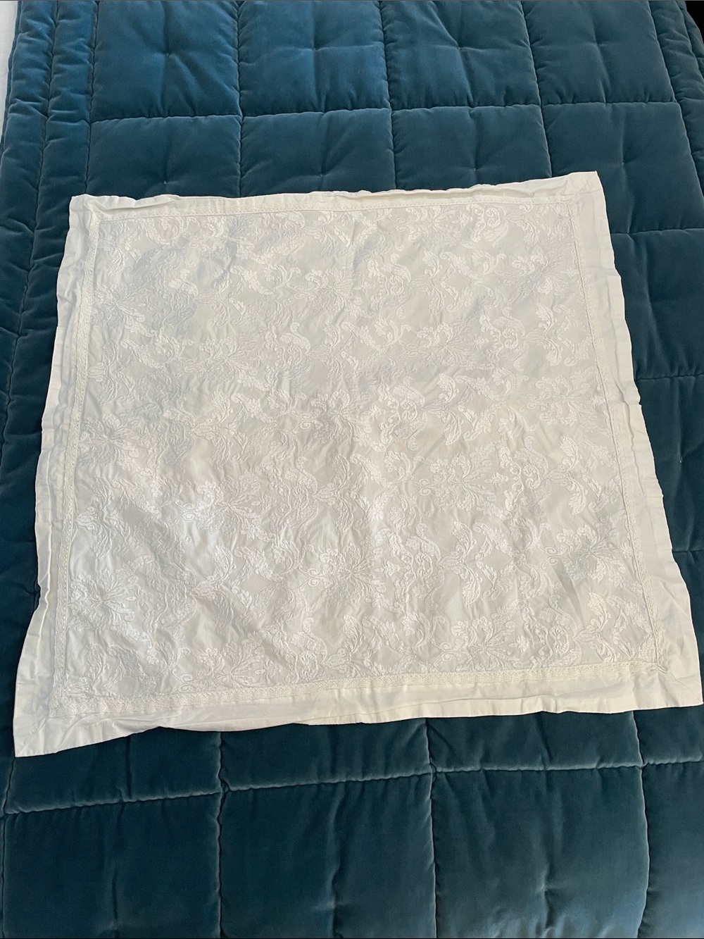 Shabby Chic Large Square Pillow Case. White